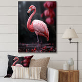 Pink And Grey Flamingo Fading Glow - Flamingo Living Room Wall Art