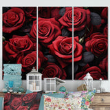 Red Black Rose Eternal Beauty IV - Canvas Multipanels Set of 3