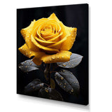 Yellow Black Rose Elegance III - Floral Canvas Wall Art