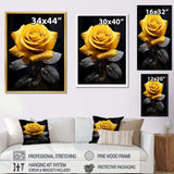 Yellow Black Rose Elegance III - Floral Canvas Wall Art