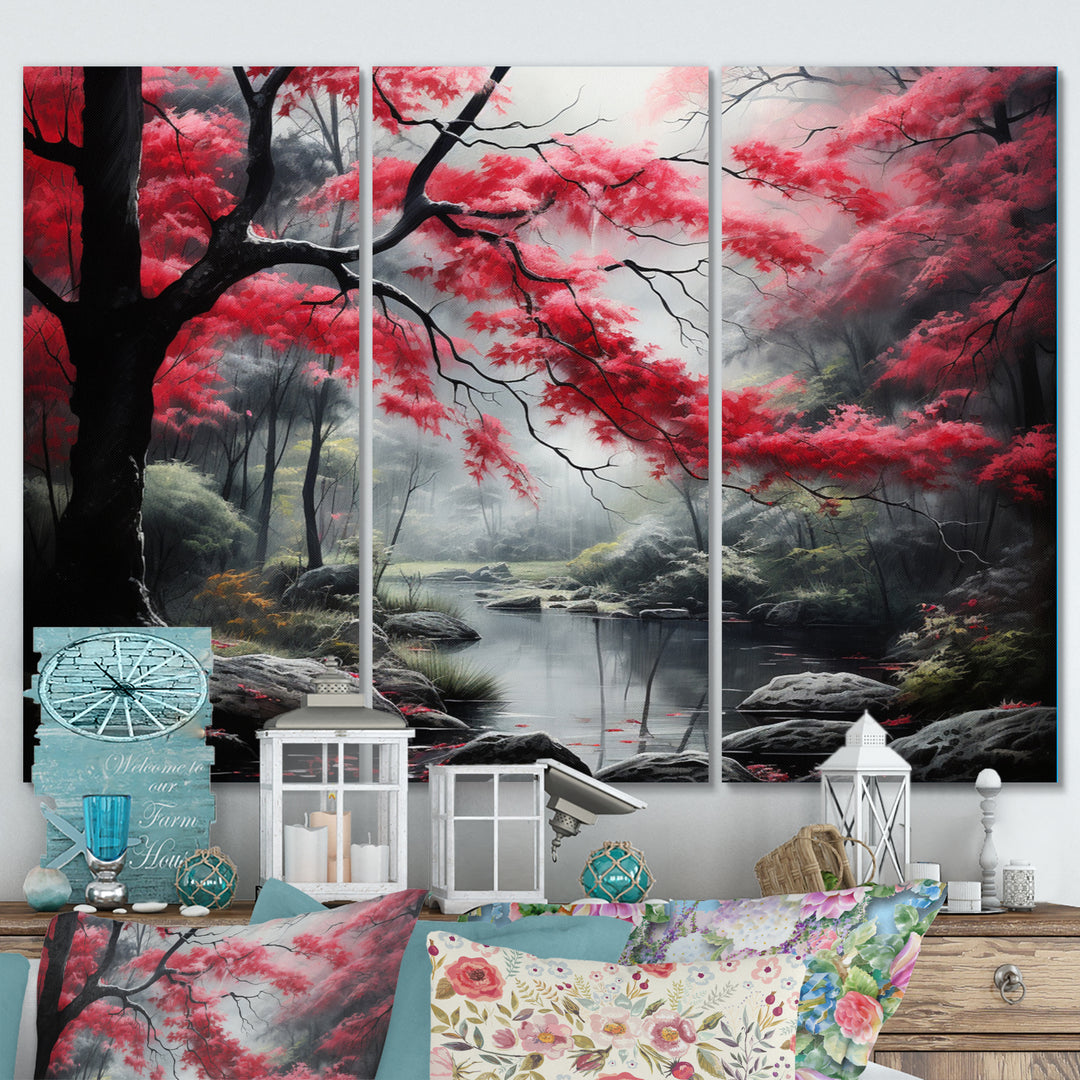 Minimalist Monochrome Red Forest III - Multi-Panels