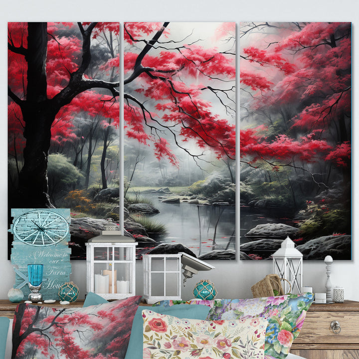 Minimalist Monochrome Red Forest III - Multi-Panels