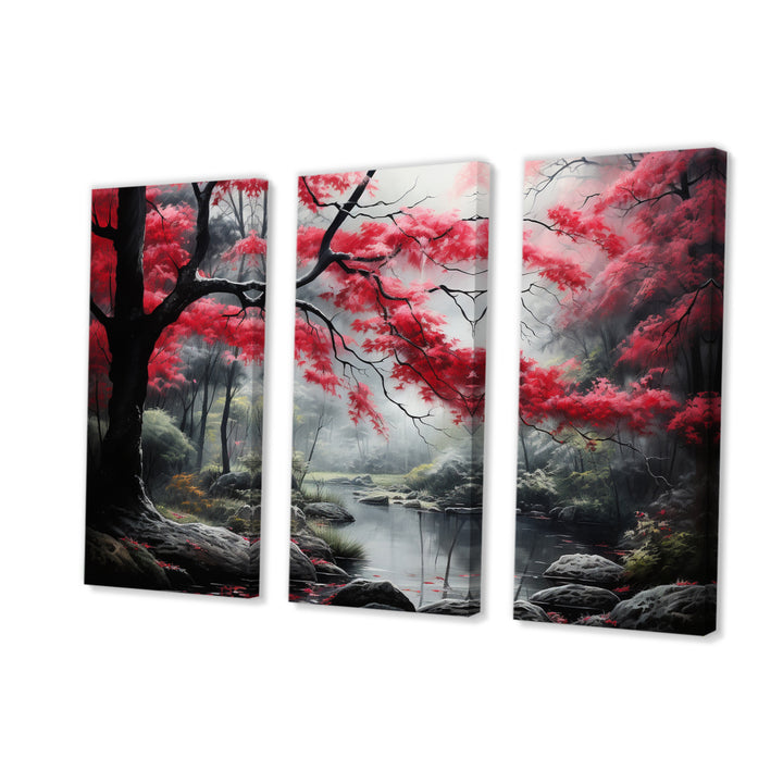 Minimalist Monochrome Red Forest III - Multi-Panels