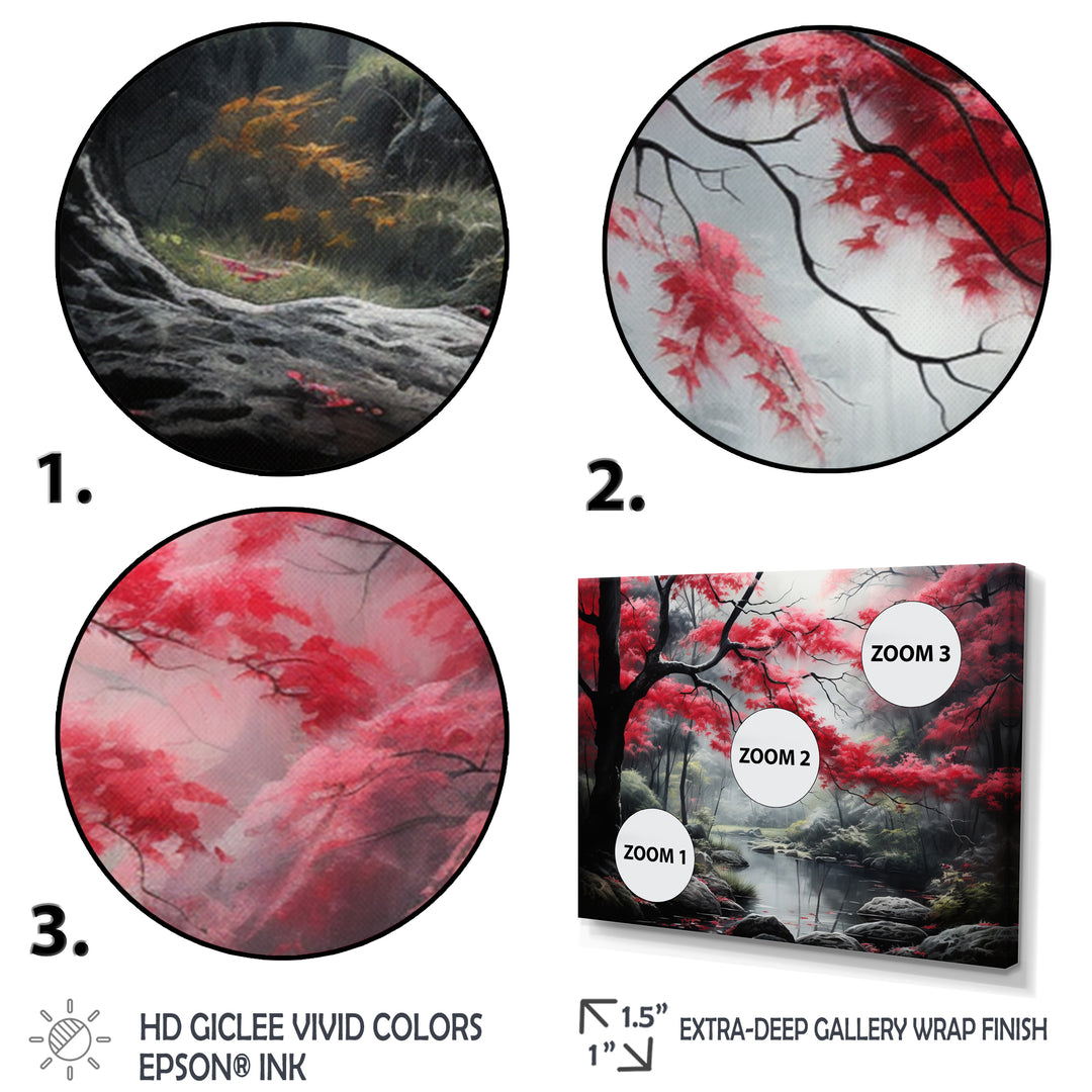 Minimalist Monochrome Red Forest III - Multi-Panels