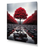 Red And Grey Forest Serenity - Landscapes Canvas Wall Art