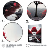 Red And Grey Forest Serenity - Landscapes Canvas Wall Art