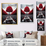 Red And Grey Forest Serenity - Landscapes Canvas Wall Art