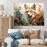 Fox Wilderness Observer Geometric - Animals Canvas Wall Art