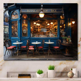 France Parisian Cafe Blues - Landscapes Canvas Wall Art