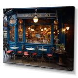 France Parisian Cafe Blues - Landscapes Canvas Wall Art