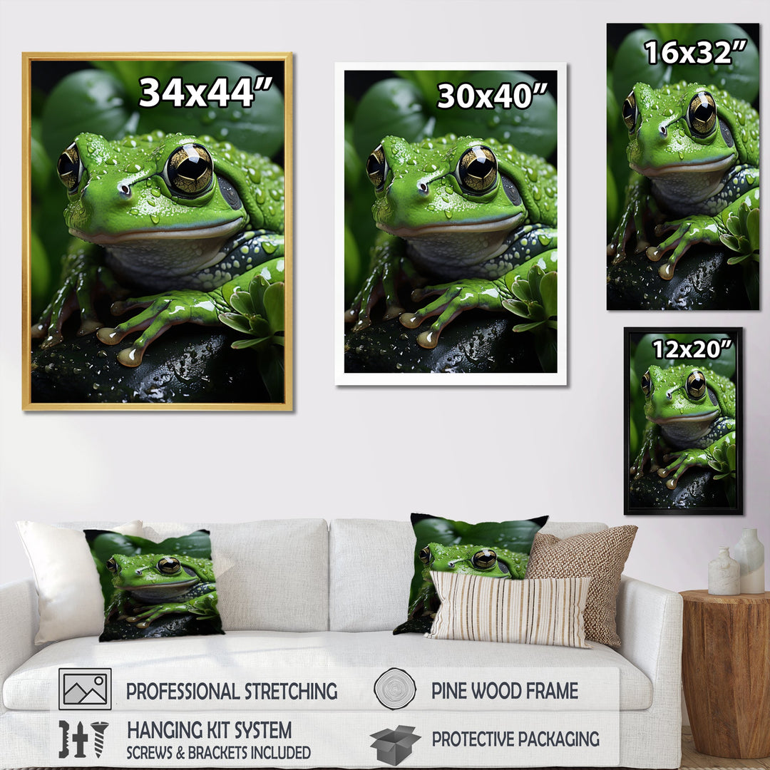 Green Frog Portrait - Frog Wall Art Prints