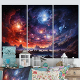 Galaxy Celestial Fireworks IV - 3-Piece Canvas Wall Art