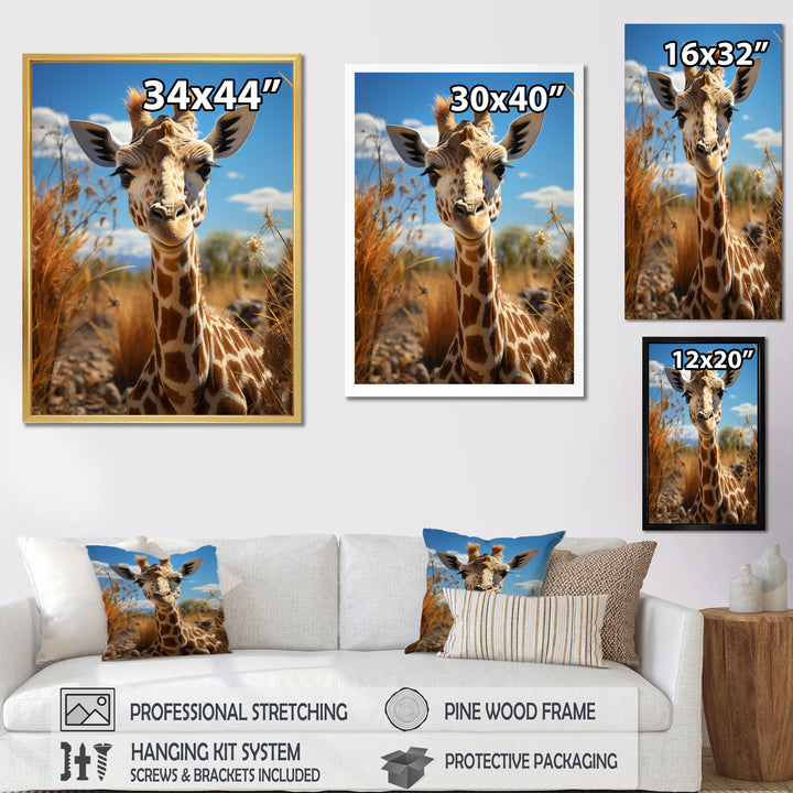 Cute Giraffe Portrait - Beige Giraffe Wall Art