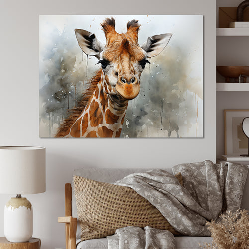 Giraffe Elegant Portrait - Giraffe Framed Canvas Art