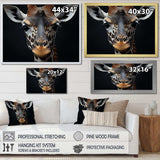 Black And White Giraffe Portrait I - Animals Canvas Wall Art