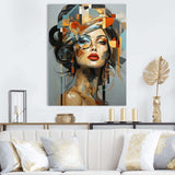 Glam Harmonious Cubist Woman Portrait I - Fashion Canvas Wall Art