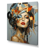 Glam Harmonious Cubist Woman Portrait I - Fashion Canvas Wall Art