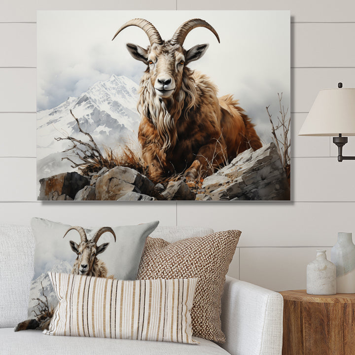Goat Mountain Majesty - Goat Framed Canvas Art