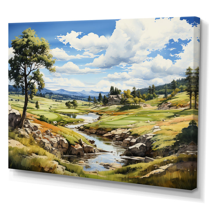 Lake And River Tranquility I - Golf Canvas Wall Art
