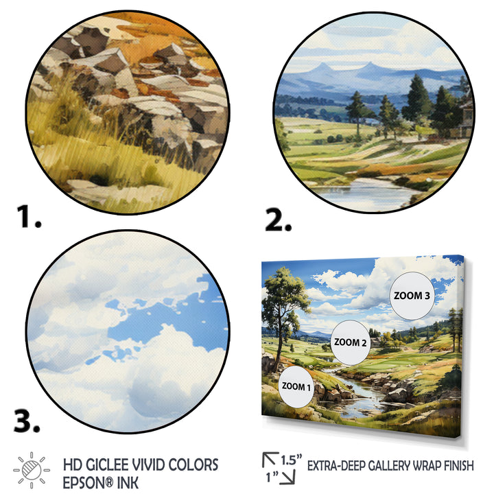 Lake And River Tranquility I - Golf Canvas Wall Art
