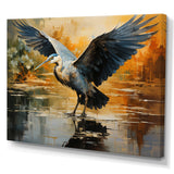 Black Yellow Heron Elegance Unveiled Pointillism - Heron Wall Decor