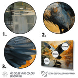 Black Yellow Heron Elegance Unveiled Pointillism - Heron Wall Decor
