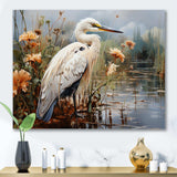 White Peach Heron Herons Haven - Animals Canvas Wall Art