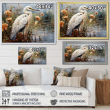 White Peach Heron Herons Haven - Animals Canvas Wall Art