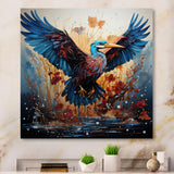 Heron Majestic Wings Pointillism - Teal Heron Wall Art