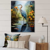 Heron Silent Waters Pointillism I - Animals Canvas Wall Art