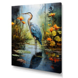 Heron Silent Waters Pointillism I - Animals Canvas Wall Art