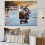 Hippopotamus Mighty Hippo Pastoral - Gray Hippopotamus Wall Art
