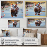 Hippopotamus Mighty Hippo Pastoral - Gray Hippopotamus Wall Art