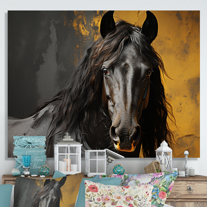 Yellow Horse Bold Elegance - Horse Living Room Wall Art