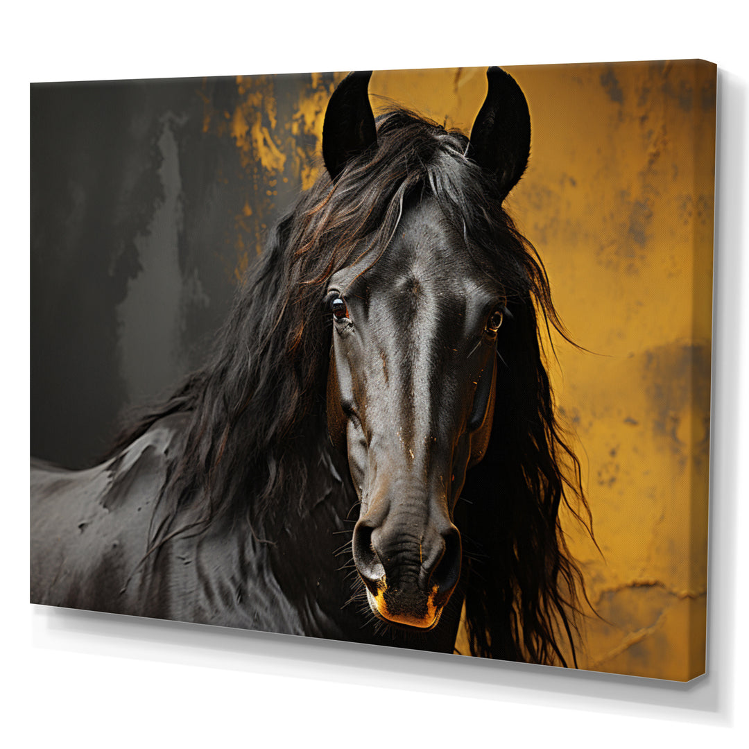 Yellow Horse Bold Elegance - Horse Living Room Wall Art