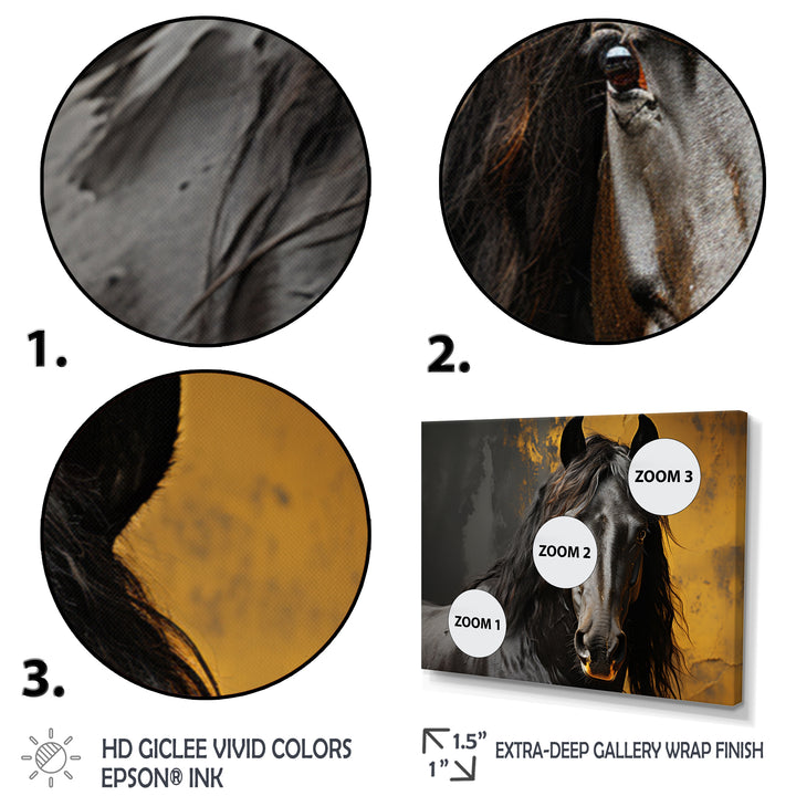 Yellow Horse Bold Elegance - Horse Living Room Wall Art