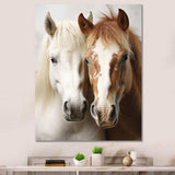 White And Brown Horse Dynamic Duo V - Animals Canvas Wall Art