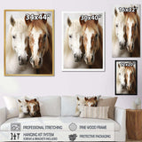 White And Brown Horse Dynamic Duo V - Animals Canvas Wall Art