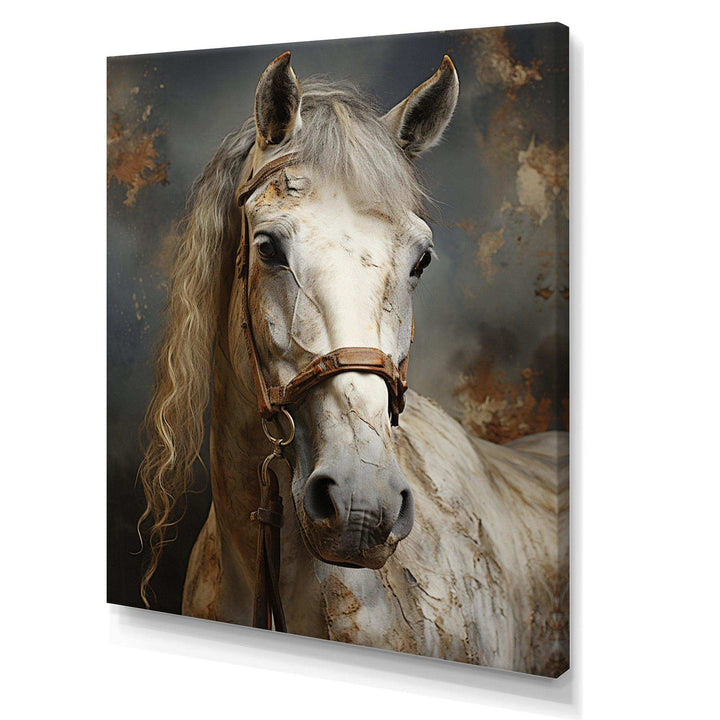 White Horse Equestrian Duality II - Animals Canvas Wall Art
