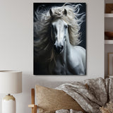 White Horse Fierce Intensity - Horse Wall Art Prints