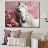 Pink White Horse Gentle Beauty - Pink Horse Wall Art