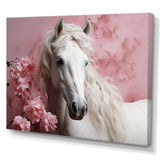 Pink White Horse Gentle Beauty - Pink Horse Wall Art