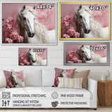 Pink White Horse Gentle Beauty - Pink Horse Wall Art