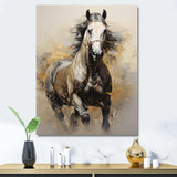 Beige Horse Golden Equestrian Pointillism - Animals Canvas Wall Art