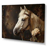 White Beige Horse Majestic Duality - Horse Large Canvas Wall Art