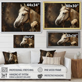 White Beige Horse Majestic Duality - Horse Large Canvas Wall Art