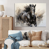 Grey Horse Majestic Monochrome Pointillism - Animals Canvas Wall Art