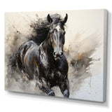 Grey Horse Majestic Monochrome Pointillism - Animals Canvas Wall Art