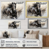 Grey Horse Majestic Monochrome Pointillism - Animals Canvas Wall Art