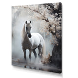 Grey Horse Mystical Encounter - Horse Canvas Wall Art